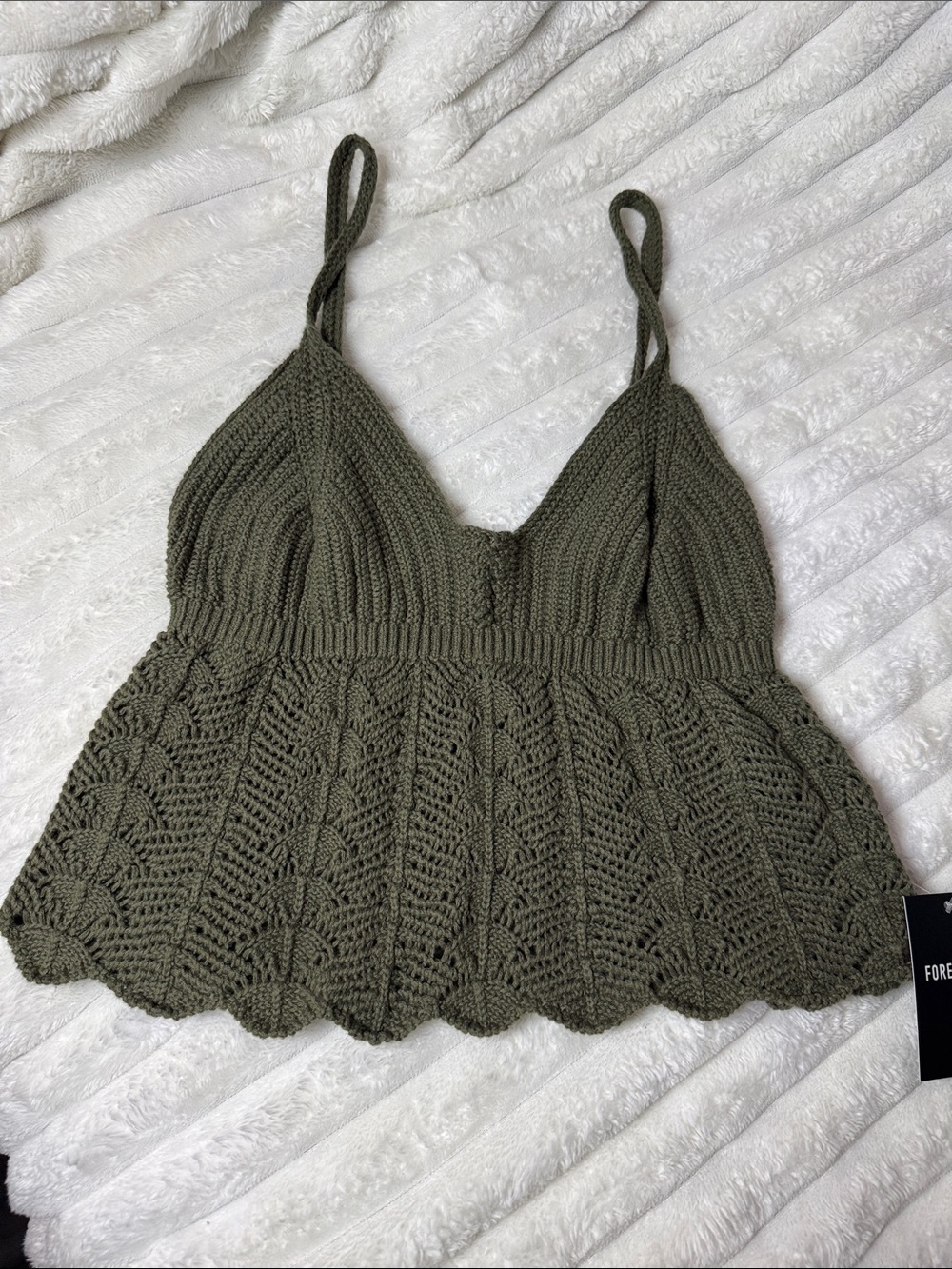 Forever 21 Olive Green Crochet Knit Cami